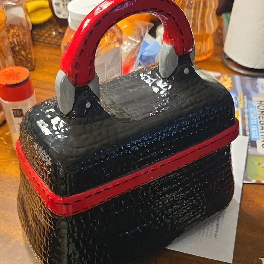 Boston Warehouse Trading Corp Large Black/Red Purse Cookie Jar